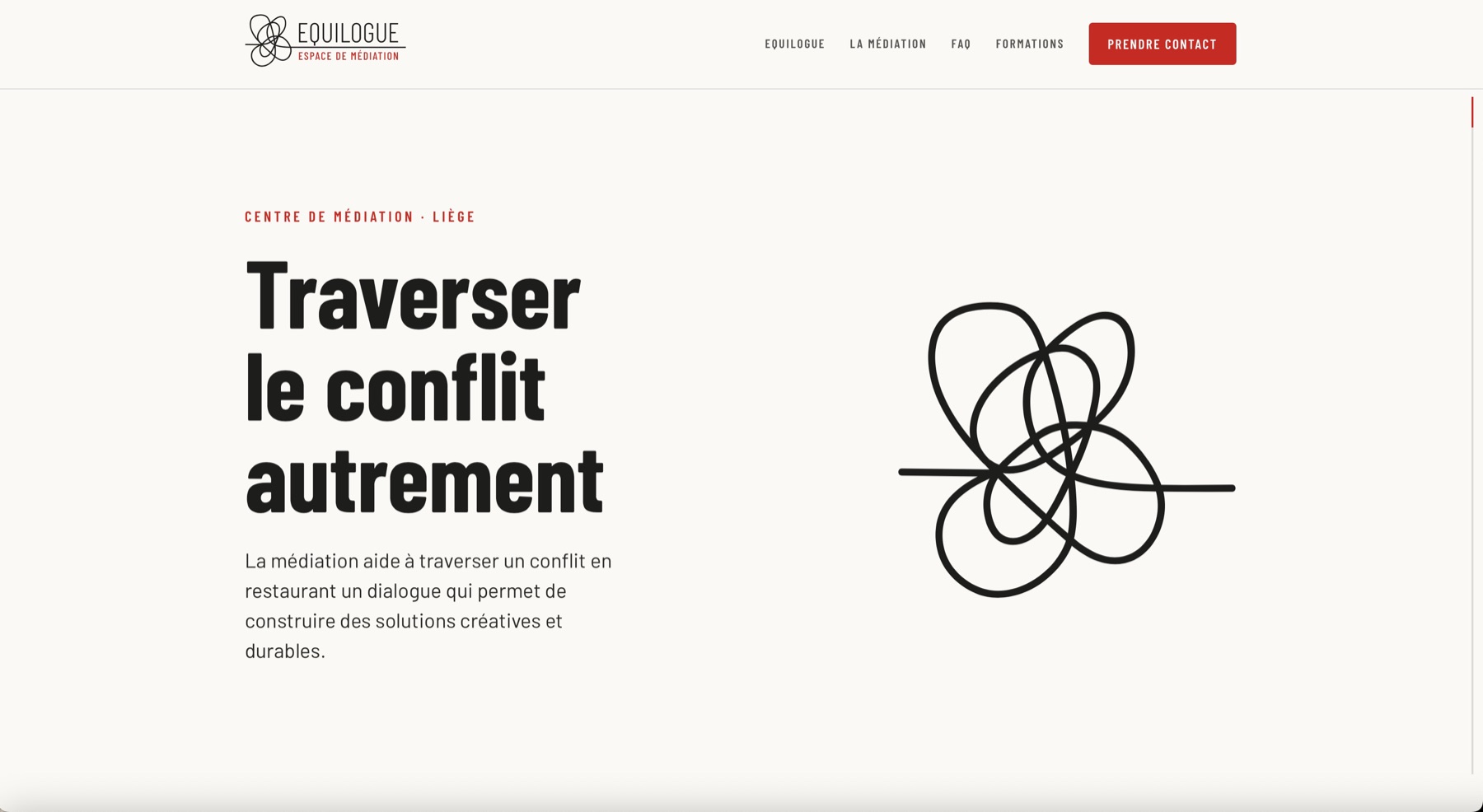 Le nouveau site Equilogue : « Traverser le conflit autrement », mise en page claire
